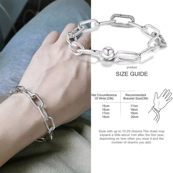 Sterling Silver link bracelet for Me style clip on charms. Pretty and trendy! - Picture 3 of 5